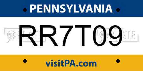 RR7T09 Pennsylvania License Plate