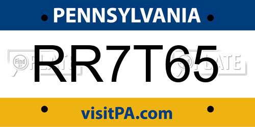 RR7T65 Pennsylvania License Plate