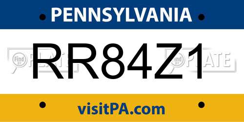 RR84Z1 Pennsylvania License Plate