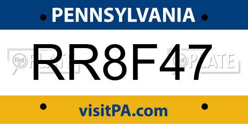 RR8F47 Pennsylvania License Plate