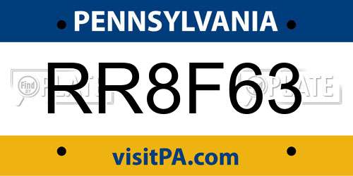 RR8F63 Pennsylvania License Plate