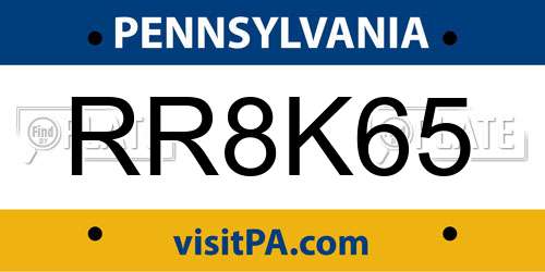 RR8K65 Pennsylvania License Plate