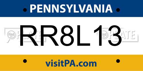 RR8L13 Pennsylvania License Plate