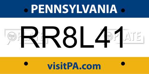 RR8L41 Pennsylvania License Plate