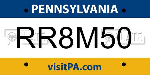 RR8M50 Pennsylvania License Plate