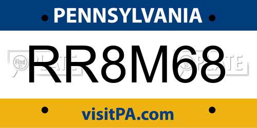 RR8M68 Pennsylvania License Plate