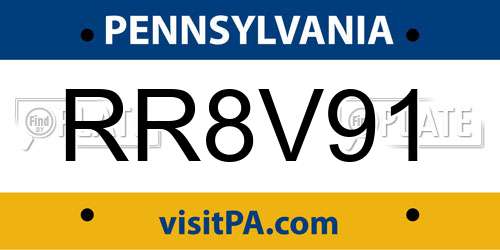 RR8V91 Pennsylvania License Plate