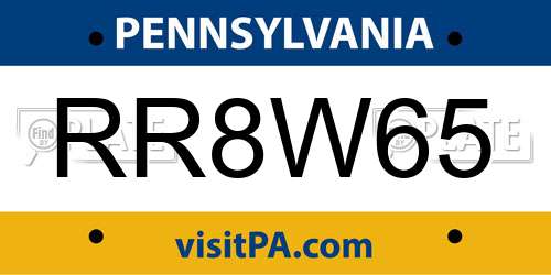 RR8W65 Pennsylvania License Plate