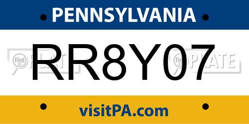 RR8Y07 Pennsylvania License Plate