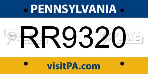 RR9320 Pennsylvania License Plate