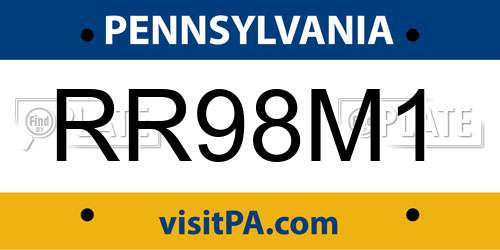 RR98M1 Pennsylvania License Plate