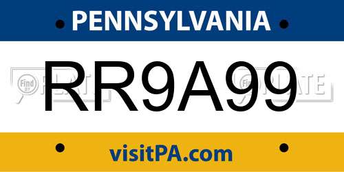 RR9A99 Pennsylvania License Plate