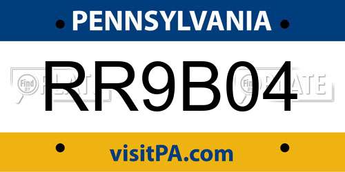 RR9B04 Pennsylvania License Plate