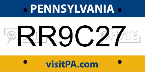 RR9C27 Pennsylvania License Plate
