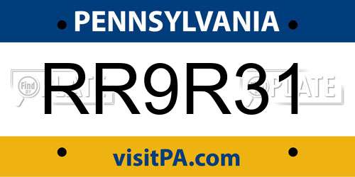 RR9R31 Pennsylvania License Plate