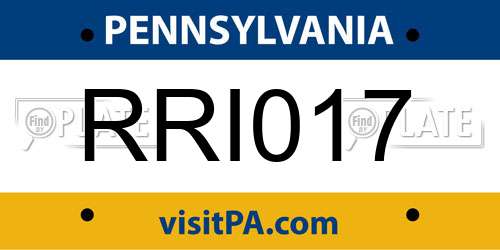 RRI017 Pennsylvania License Plate