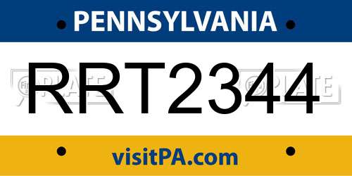 RRT2344 Pennsylvania License Plate
