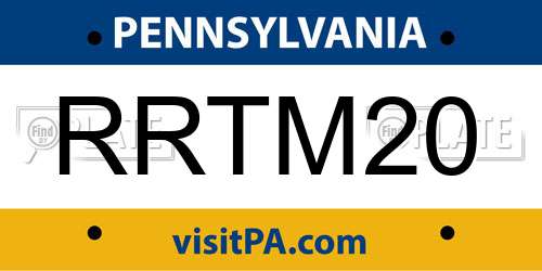 RRTM20 Pennsylvania License Plate