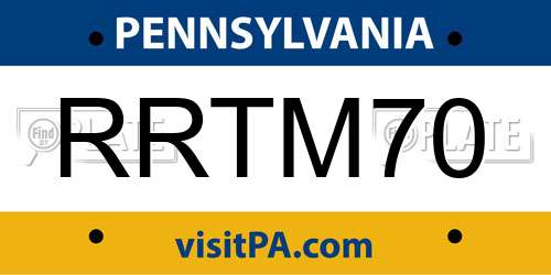RRTM70 Pennsylvania License Plate
