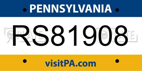 RS81908 Pennsylvania License Plate