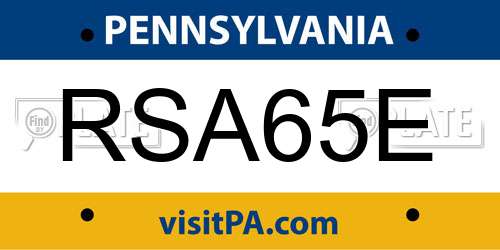 RSA65E Pennsylvania License Plate