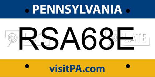 RSA68E Pennsylvania License Plate
