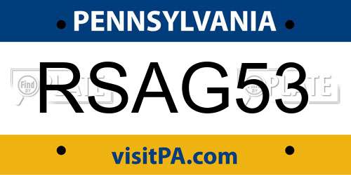 RSAG53 Pennsylvania License Plate