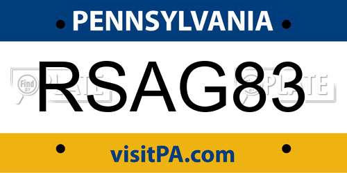 RSAG83 Pennsylvania License Plate