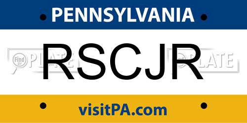 RSCJR Pennsylvania License Plate