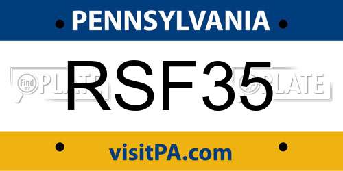 RSF35 Pennsylvania License Plate