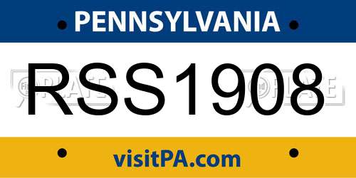 RSS1908 Pennsylvania License Plate