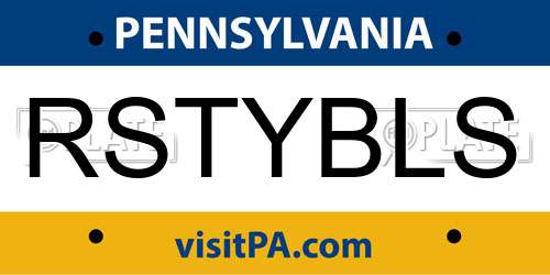 RSTYBLS Pennsylvania License Plate