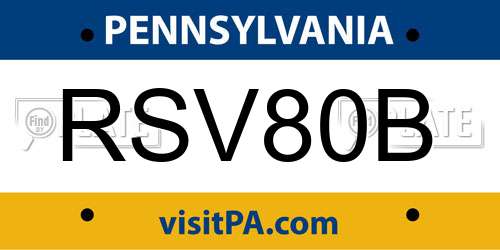 RSV80B Pennsylvania License Plate