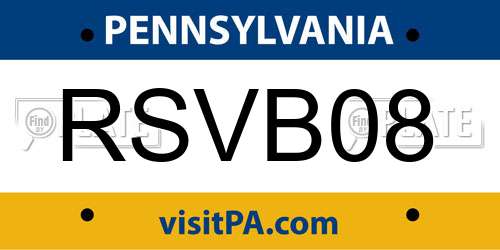 RSVB08 Pennsylvania License Plate