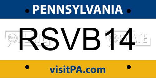 RSVB14 Pennsylvania License Plate