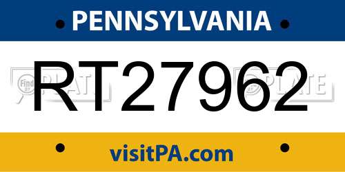 RT27962 Pennsylvania License Plate