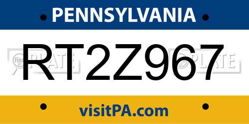 RT2Z967 Pennsylvania License Plate
