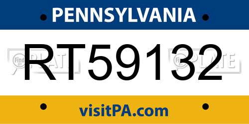 RT59132 Pennsylvania License Plate