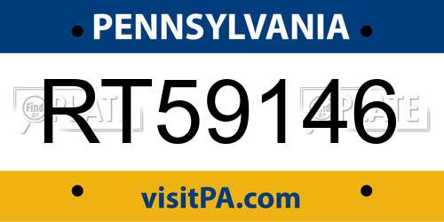 RT59146 Pennsylvania License Plate