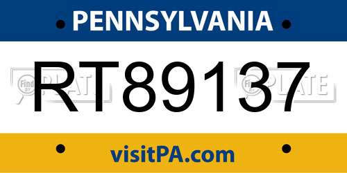 RT89137 Pennsylvania License Plate