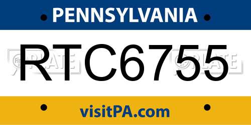 RTC6755 Pennsylvania License Plate