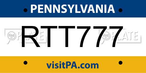 RTT777 Pennsylvania License Plate