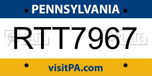 RTT7967 Pennsylvania License Plate