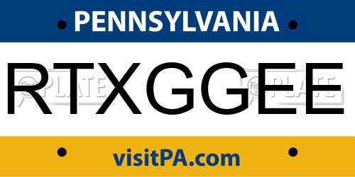 RTXGGEE Pennsylvania License Plate