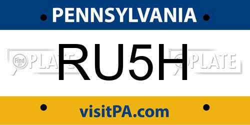 RU5H Pennsylvania License Plate