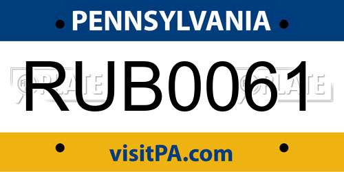 RUB0061 Pennsylvania License Plate