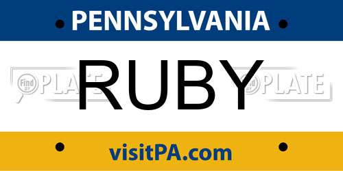 RUBY Pennsylvania License Plate