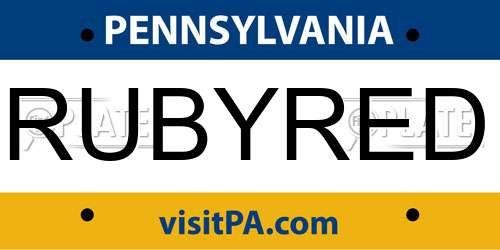RUBYRED Pennsylvania License Plate