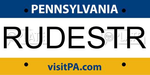 RUDESTR Pennsylvania License Plate