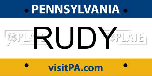 RUDY Pennsylvania License Plate